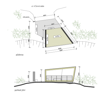 Vyhlídka na Černé skále tvarem vychází s hlásné trouby - autor Ing. arch. Martin Laho